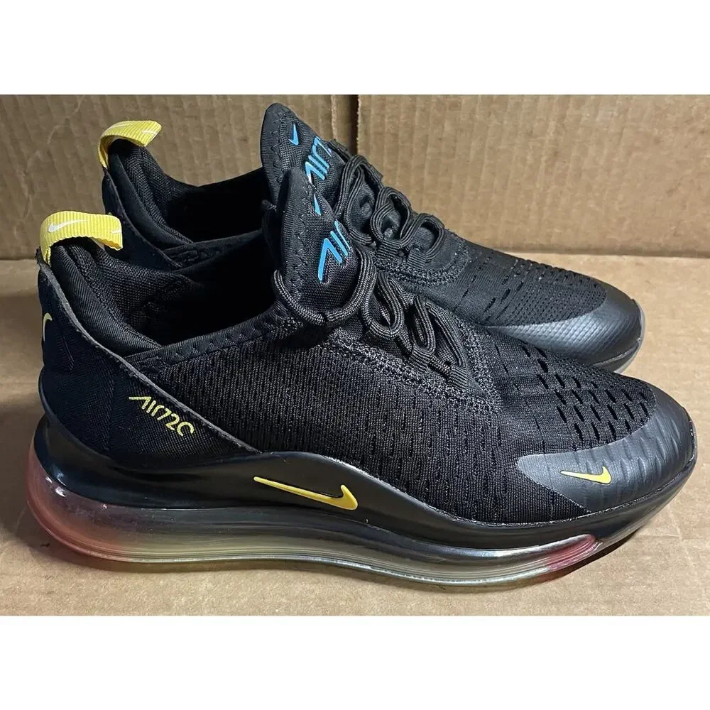 Nike Air Max 720 Black Yellow Shoes Light Use Womens Size 7 Fast Shipping